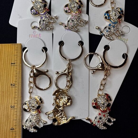 Mint Sparkly Dalmation Dog Keychain/Purse Charm Red - Picture 3 of 8